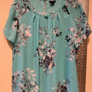 Torrid Teal and Black Floral Blouse